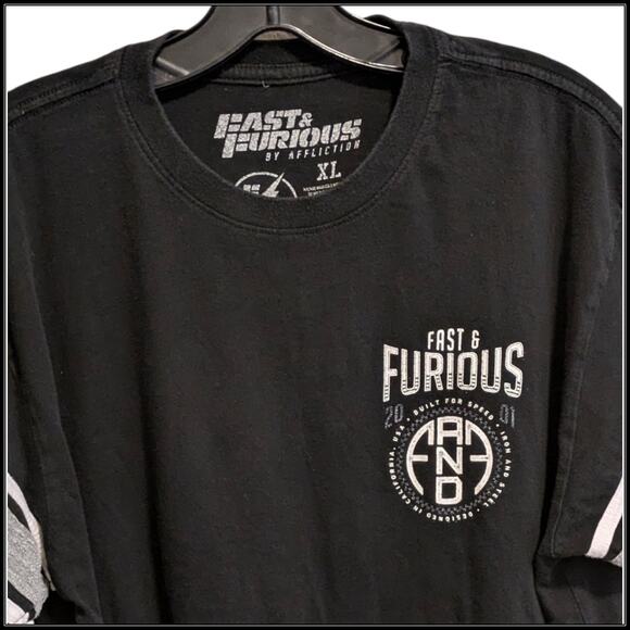 AFFLICTION Fast & Furious 2001 T-Shirt Built for Speed Black & White Men's XL - Picture 3 of 7